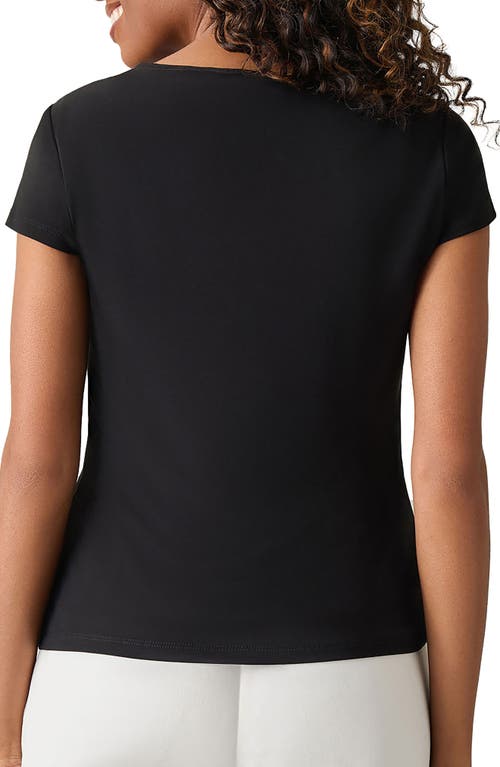Kasper Cowl Neck Cap Sleeve T-shirt In Black