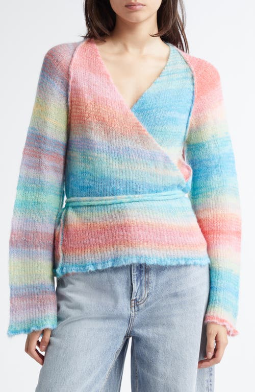 Paolina Russo Candy Mohair & Alpaca Blend Wrap Cardigan in Candy Rainbow 