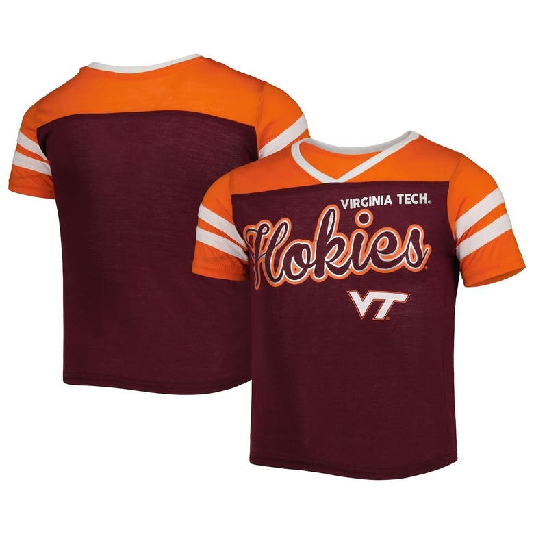 Colosseum Kids' Girls Youth  Maroon Virginia Tech Hokies Practically Perfect Striped T-shirt