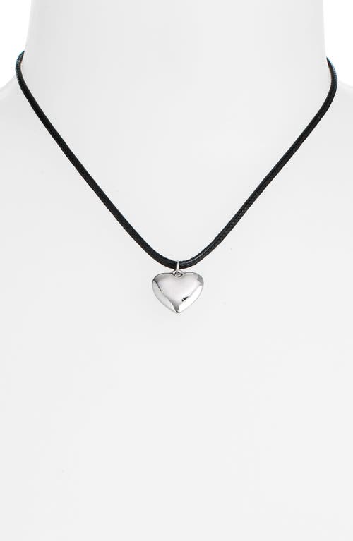 Shop Bp. Puffy Heart Pendant Necklace In Black- Rhodium