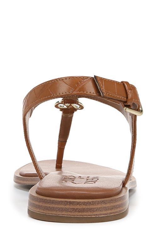 Naturalizer Lizzi T-strap Flat Sandals In English Tea Croco