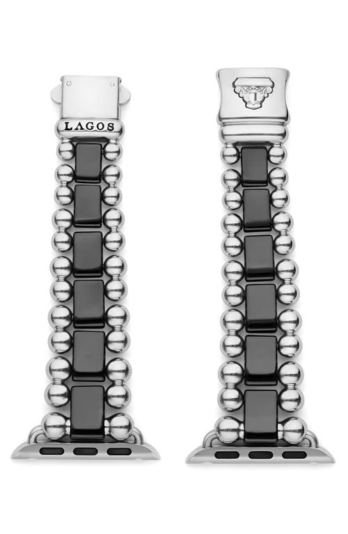 LAGOS Smart Caviar Ceramic & Stainless Steel Apple Watch Watchband in Silver/ Ceramic at Nordstrom