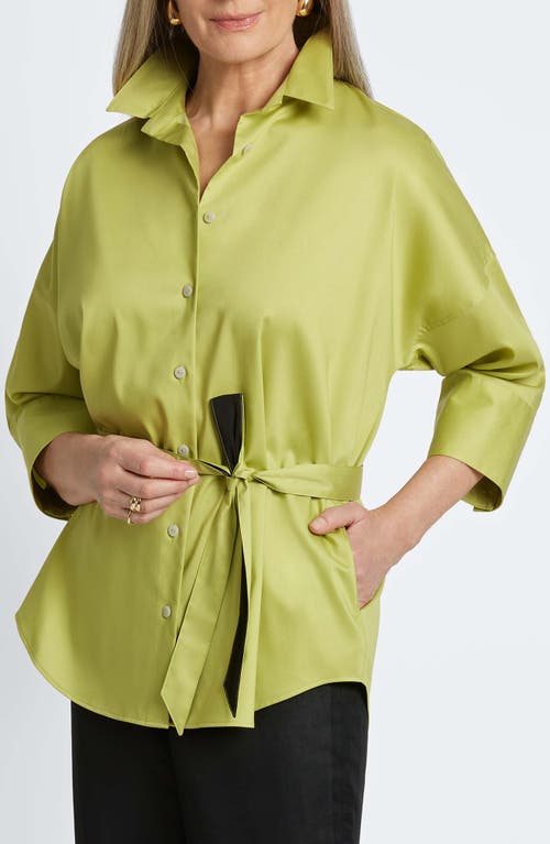 Shop Foxcroft Avery Stretch Button-up Shirt In Chartreuse