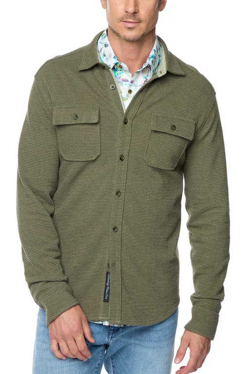 Shop Robert Graham Brunner Knit Button-up Shirt In Olive