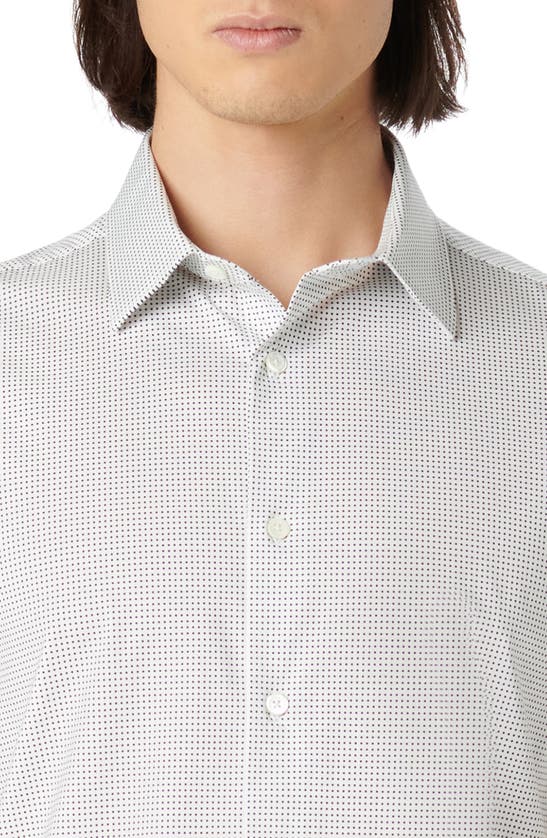 Shop Bugatchi Miles Ooohcotton® Pin Dot Short Sleeve Button-up Shirt In White