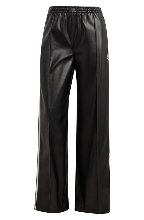 Adidas Originals Firebird Faux Leather Track Pants In Black