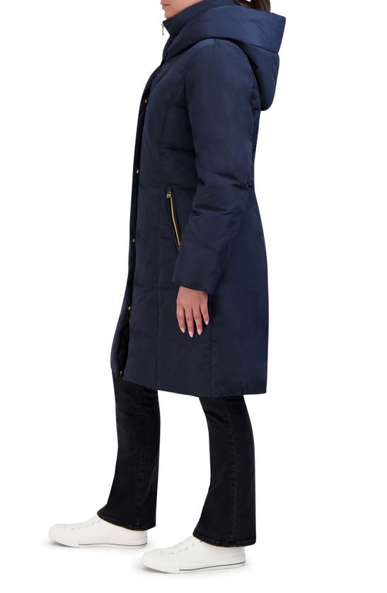 Cole Haan Signature Taffeta Quilted Puffer Coat With Bib In Navy