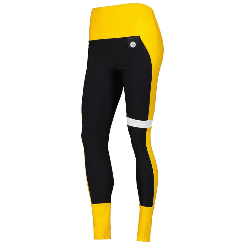 Pittsburgh Steelers Distressed Gradient Legging, Black/Gold