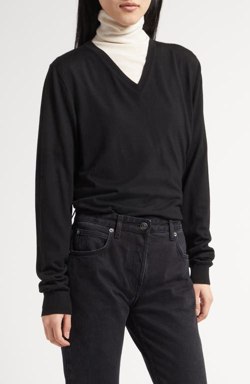 Shop The Row Haius Wool V-neck Sweater In Black