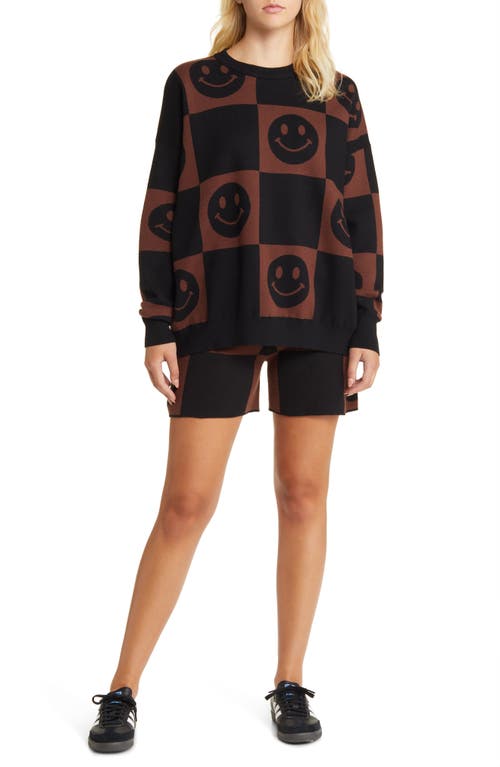 Good Time Girl Long Sleeve Top & Shorts Set in Black/Brown