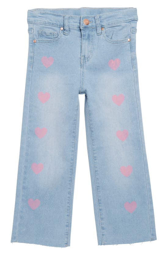 Shop Ymi Kids' Pink Heart Flare Leg Jeans In All Over Potassium 3