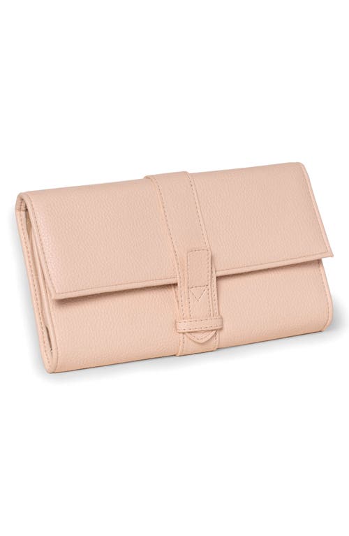 Hayley Faux Leather Jewelry Clutch in Blush Cream