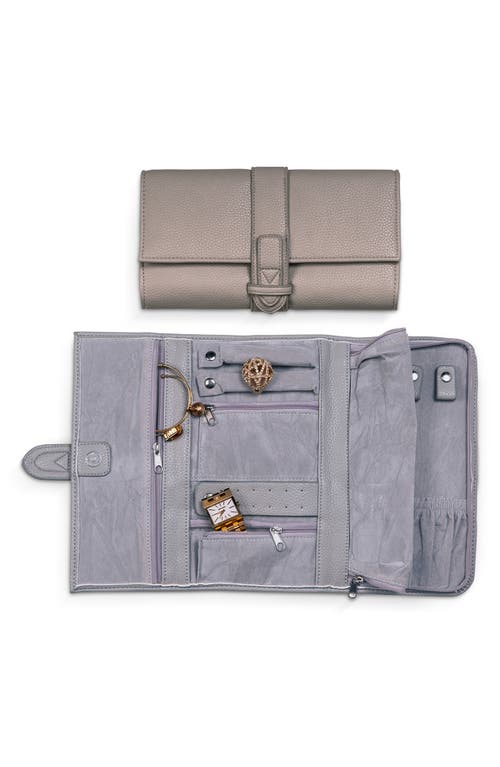 Bey-berk Hayley Faux Leather Jewelry Clutch In Gray