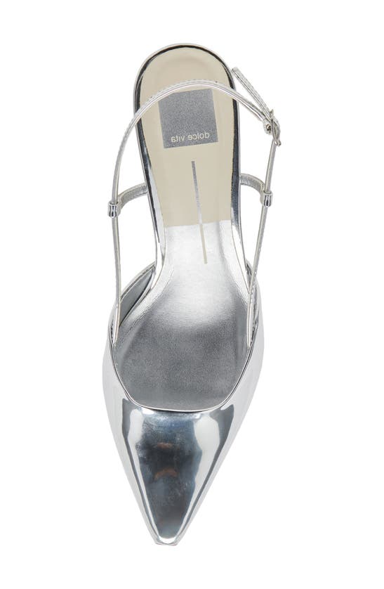 Shop Dolce Vita Odela Pointed Toe Kitten Heel Slingback Pump In Silver Stella