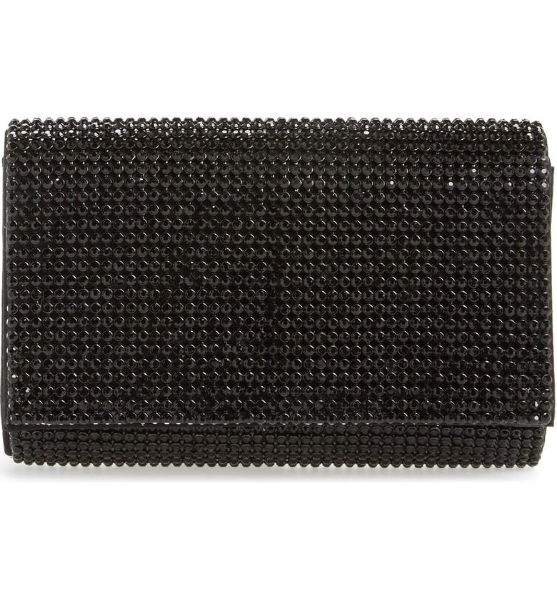 ZZDNU NATASHA COUTURE Tasha Rhinestone Clutch, Main, color, Black
