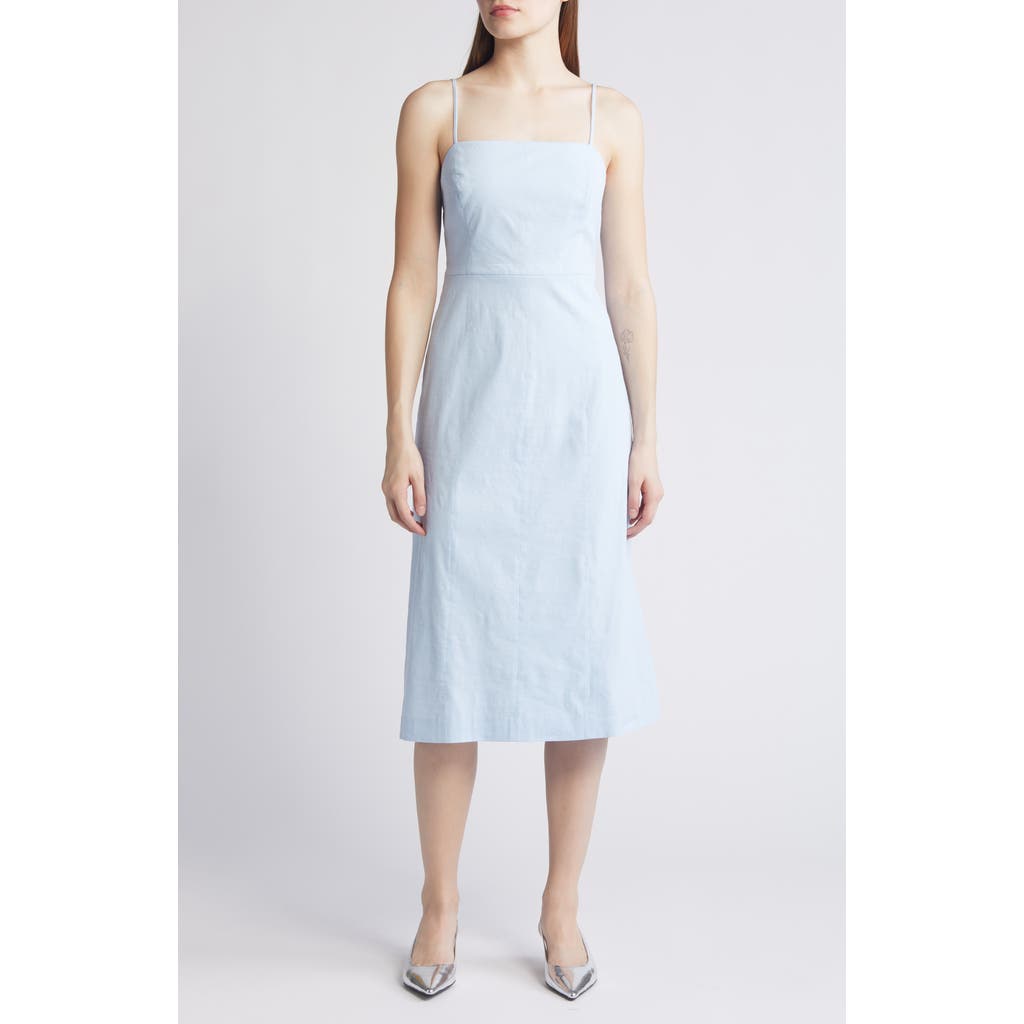 Theory Good Strappy A-line Linen Blend Dress In Skylight