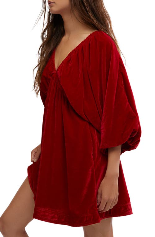 Shop Free People Portia Velvet Babydoll Minidress In Rubies