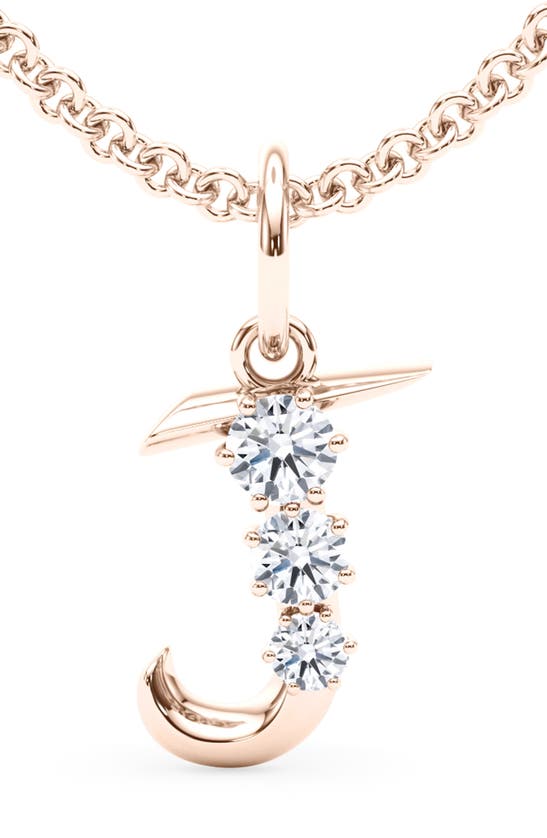 Hautecarat Graduated Lab-created Diamond Initial Letter Pendant Necklace In J - 18k Rose Gold