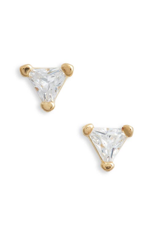Large Pyramid Cubic Zirconia Stud Earrings in Gold