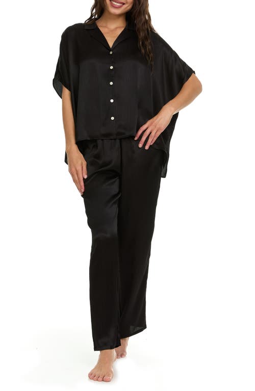 Flora Nikrooz Allesandra Satin Charmeuse Pajamas in Black 