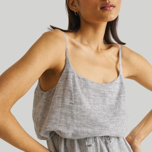 Reistor Strappy Maxi Dress In Pin-striped Linen