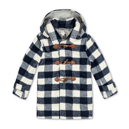 Shop Hope & Henry Boys' Toggle Duffle Coat, Kids In Navy And Ivory Buffalo Plaid