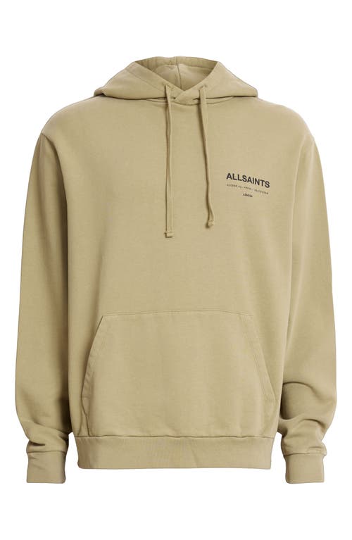 Shop Allsaints Access Cotton Graphic Hoodie In Herb Green