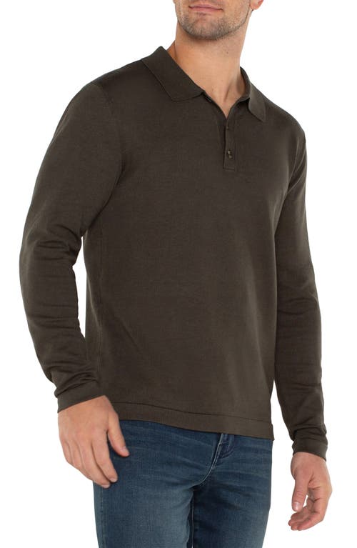 Shop Liverpool Long Sleeve Polo Sweater In Olive