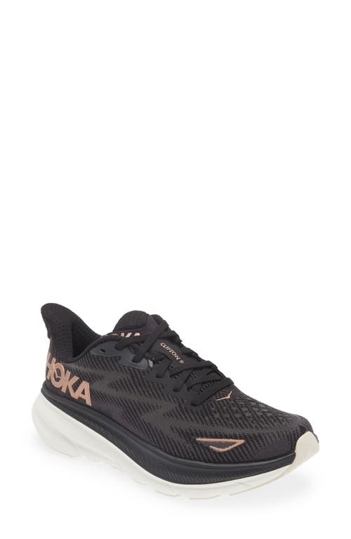 Hoka Clifton Running Shoe In Black/rose Gold