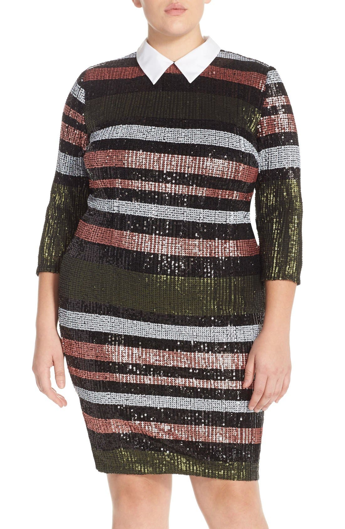 ELOQUII Sequin Stripe Dress (Plus Size) Nordstrom