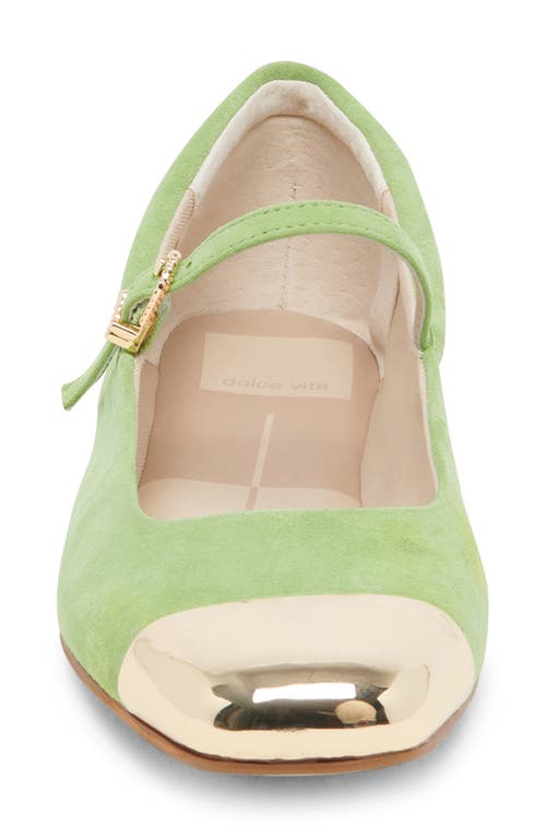 Shop Dolce Vita Reyes Cap Toe Mary Jane Flat In Lime Suede