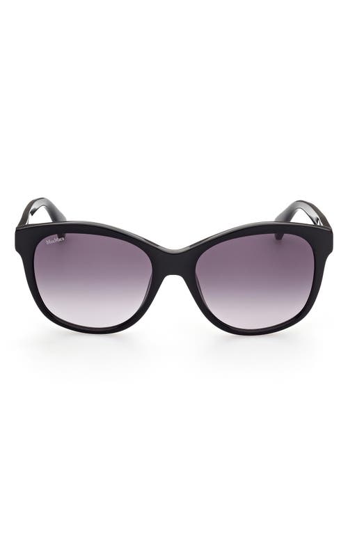 Shop Max Mara 56mm Butterfly Sunglasses In Shiny Black/gradient Smoke