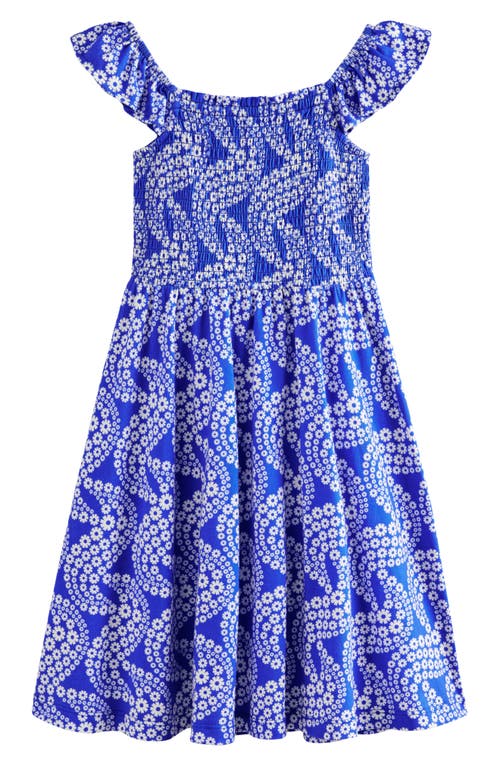 Mini Boden Kids' Floral Smocked Cotton Sundress Greek Blue Daisy Wave at Nordstrom,