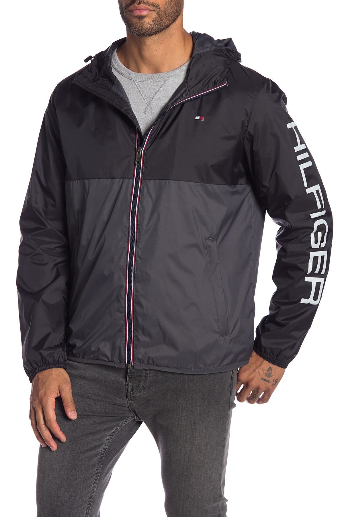 tommy hilfiger rain jacket black