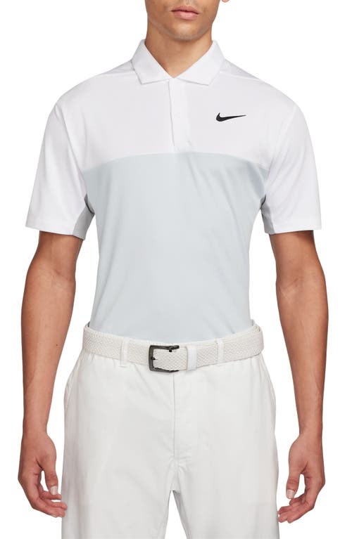 Dri-FIT Victory+ Colorblock Golf Polo in White/Light Smoke Grey