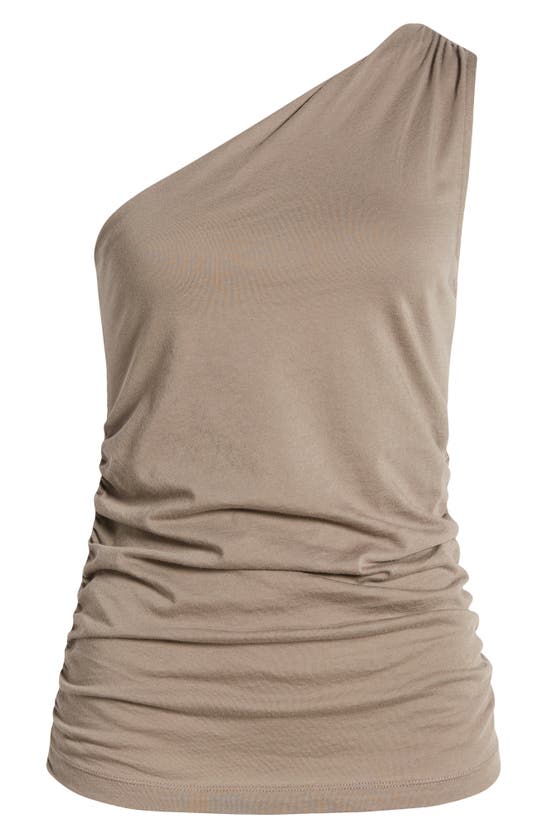 Shop Closed One-shoulder Organic Cotton Tank Top In Stromboli Grey