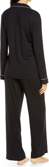 STJDM Nightgown,Cotton Ladies Pajamas Long Sleeve Suit Printed Fashion  Trend Korean Home Clothes Women Moon Print Pajama Set XL Black