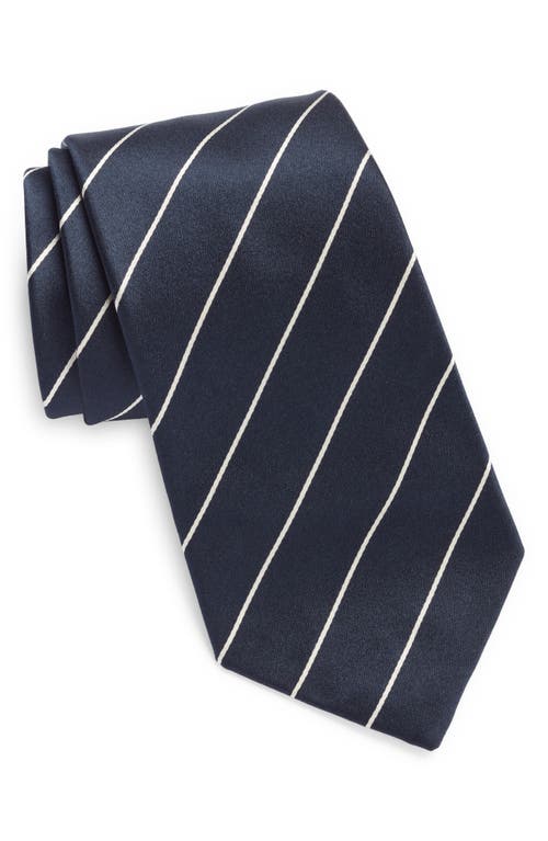 Stripe Silk Tie in Dark Navy