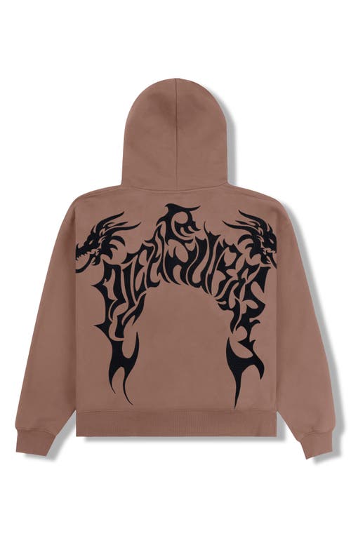 Shop Pleasures Dragon Fleece Graphic Hoodie In Brown