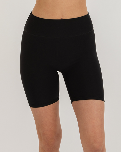 Rebody Active Hybrid Fleece Biker Shorts High Waist 6" In Warm Black