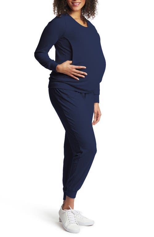 Whitney 2-Piece Maternity/Nursing Lounge Set in Denim Blue