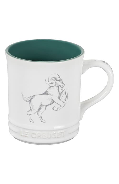 Le Creuset Zodiac Stoneware Mug In White/green