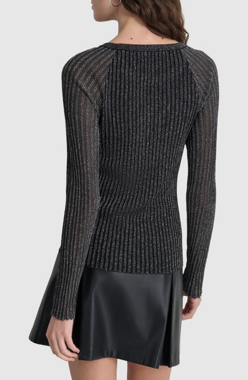 Shop Dkny Metallic Rib Sweater In Black/silver