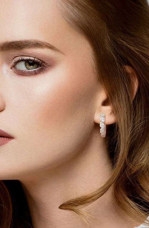 Delmar Diamond Oval Link Hoop Earrings In Silver