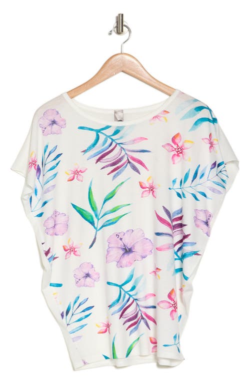 Shop Go Couture Print Dolman Sleeve T-shirt In White/beetroot Purple