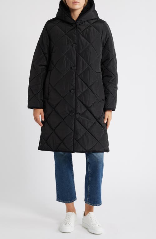 LUCKY BRAND LUCKY BRAND COZY DIAMOND QUILTED FAUX SHEARLING LINED COAT 