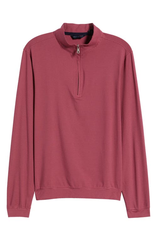 Shop Scott Barber Microstripe Knit Quarter Zip Pullover<br /> In Burgundy