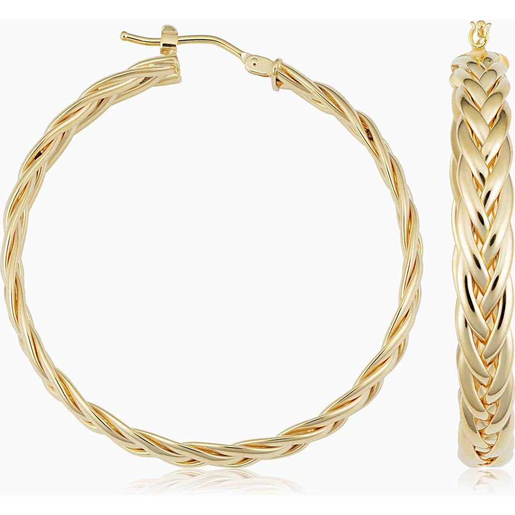Oradina Women's 14k Yellow Solid Gold Caesar Hoops In Yellow Gold