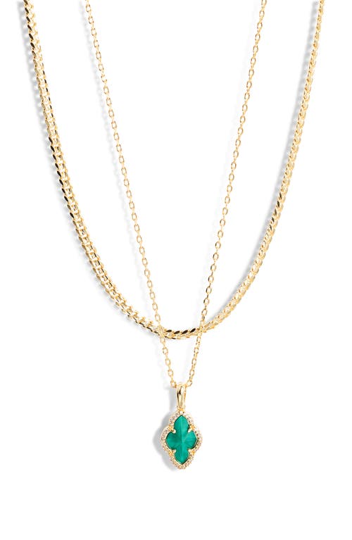 Kendra Scott Abbie Mother-of-Pearl Pendant Multistrand Necklace in Gold Green Illusion
