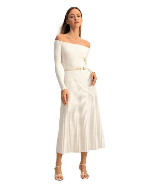 White Pleated Smart Dress main image 1